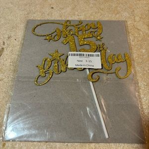 Happy 15th Birthday Cake Topper - 15 Years Blessed Glitter Gold Cake Decor For Teen Party - View #13